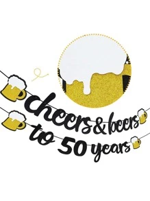 1 件字母和啤酒装饰横幅，圣诞节 - 黑色 - 查看 6