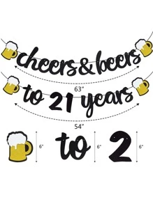 1 件字母和啤酒装饰横幅，圣诞节 - 黑色 - 查看 5