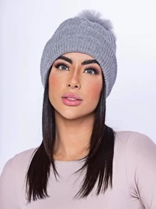 Touca Feminina Gorro De Lã  Inverno Toca Forrada Com Pompom De Pelúcia Adulto