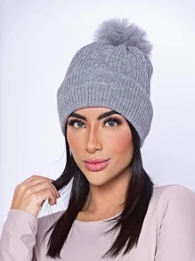 Touca Feminina Gorro De Lã  Inverno Toca Forrada Com Pompom De Pelúcia Adulto