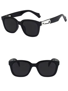 男士方形镜框时尚眼镜休闲時尚眼鏡配饰 - 黑色 - 查看 2