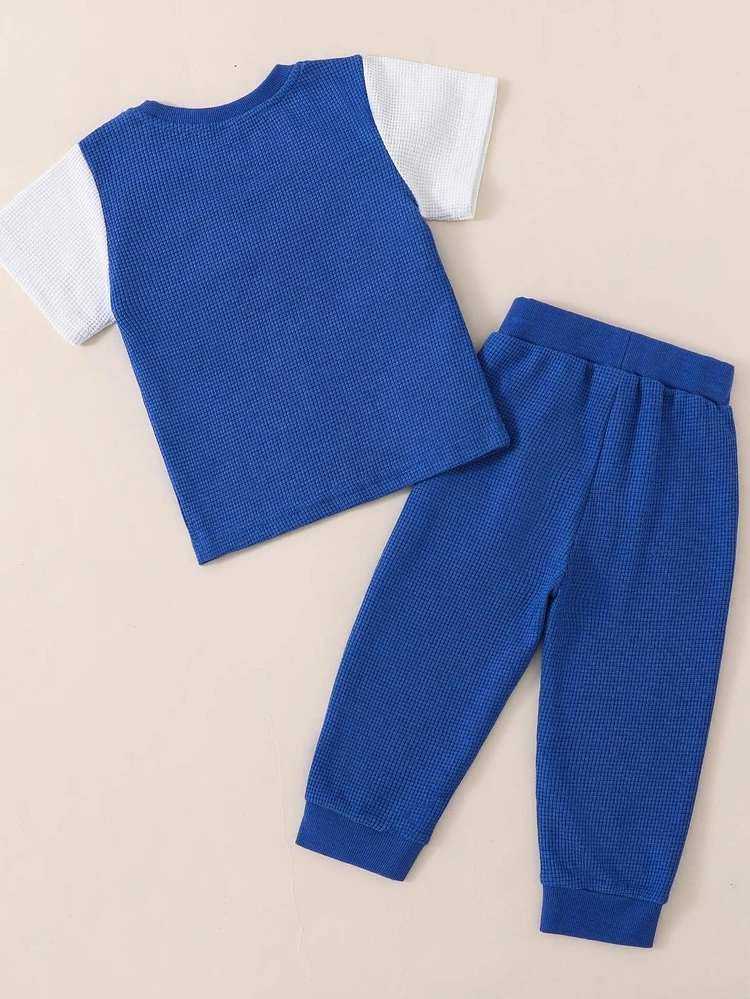 Baby Boy Cartoon Graphic Tee & Sweatpants Set - Blue - View 2