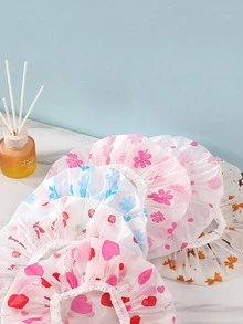 3pcs Bow & Heart Print Random Shower Cap - Multicolor - View 8