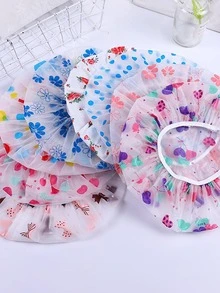 3pcs Bow & Heart Print Random Shower Cap - Multicolor - View 7