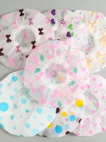 3pcs Bow & Heart Print Random Shower Cap - Multicolor - View 1
