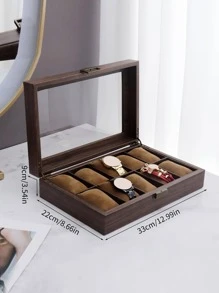 1 Hộp Đựng Trang Sức Nhiều Lớp, Gỗ Hiện Đại Hoa Văn Chống Bụi Hộp Bảo Quản Đồng Hồ Cho Hộ Gia Đình - Cà phê nâu - Xem 7