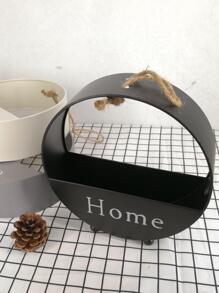 1pc Wrought Iron Round Flower Basket Home Wall Hanging Decorative Flower Basket - Black - View 3