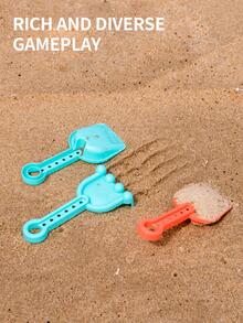 6pcs/set ABS Beach Cart Trolley Toy, Funny Beach Toy For Kids - Blue - View 2