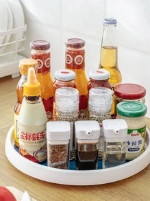 1入組可旋轉圓形廚房收納託盤