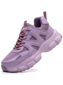 Giày thể thao nữ mũi nhọn bằng thép, Giày an toàn thoáng khí nhẹ không thể phá hủy, Giày bảo hộ công nghiệp chống áp lực và xuyên thủng thời trang - Màu tím - Xem 3