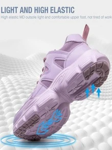 Giày thể thao nữ mũi nhọn bằng thép, Giày an toàn thoáng khí nhẹ không thể phá hủy, Giày bảo hộ công nghiệp chống áp lực và xuyên thủng thời trang - Màu tím - Xem 4