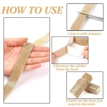 1roll Rhinestone Decor DIY Webbing - Champagne - View 6