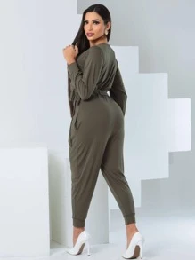 Women Jumpsuits - xanh quân đội - Xem 2