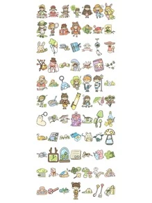 80 piezas Calcomanía con estampado de dibujos animados dulce para estudiantes - Multicolor - Ver 5