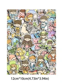 80 piezas Calcomanía con estampado de dibujos animados dulce para estudiantes - Multicolor - Ver 6