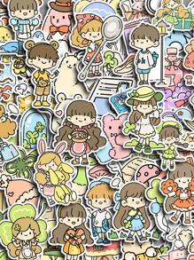 80 piezas Calcomanía con estampado de dibujos animados dulce para estudiantes - Multicolor - Ver 3
