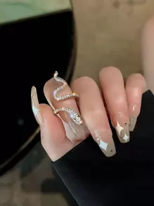 Glamorous Zinc Alloy Rhinestone Snake Design Wrap Ring For Women For Party - Snake - View 3