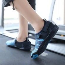 1 đôi giày thể thao thể thao, dây buộc vải họa tiết kẻ sọc, giày đi biển - Màu xanh lam - Xem 6