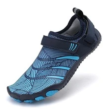 1 đôi giày thể thao thể thao, dây buộc vải họa tiết kẻ sọc, giày đi biển - Màu xanh lam - Xem 2