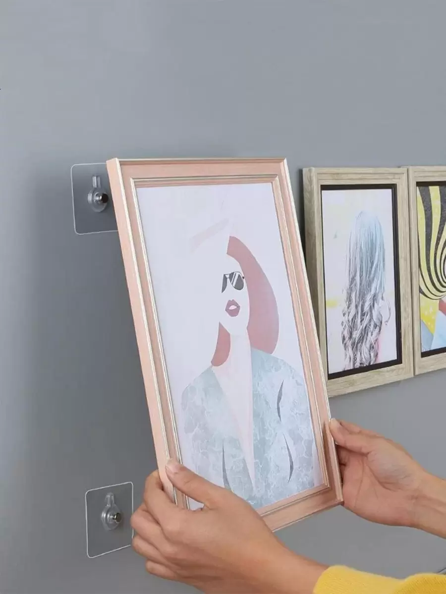 Gancho invisible para marco de imagen transparente con adhesivo fuerte no perforante, 1/10 piezas, paquete de 10 piezas - transparente - Ver 1