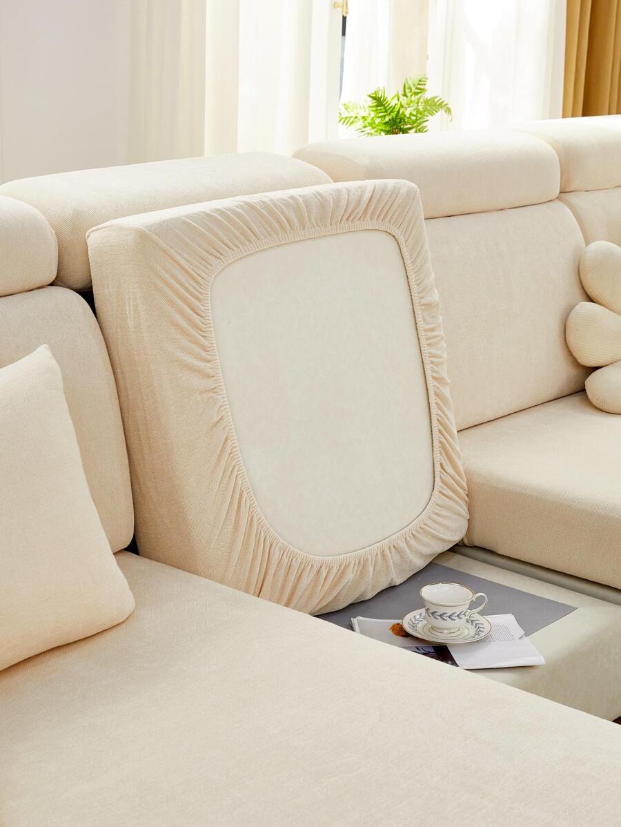 1pc Plain Sofa Seat Cover, Simple Sofa Cushion Cover For Home - Beige - View 1