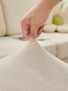 1pc Plain Sofa Seat Cover, Simple Sofa Cushion Cover For Home - Beige - View 4