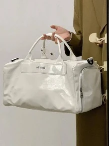 Túi Đeo Vai Họa Tiết Chữ PU Màu Trắng Quá Khổ Thời Trang - trắng - Xem 4