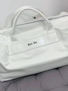 Túi Đeo Vai Họa Tiết Chữ PU Màu Trắng Quá Khổ Thời Trang - trắng - Xem 7