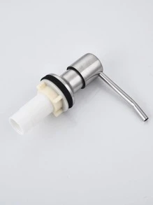 1pc Stainless Steel Liquid Soap Dispenser, Modern Silver Bathroom Hardware For Home - Silver - View 6