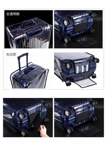 1pc Clear Luggage Cover Thickened Waterproof Durable With Zipper - Clear - View 4