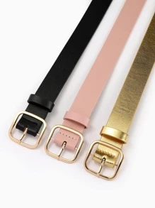 (3 Cái/gói) Thắt Lưng Nữ Khóa Vuông Thời Trang, Dây Thắt Lưng Da Trang Trí Đa Năng - Nhiều màu - Xem 4