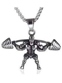 Collar con colgante de figura de aleación de zinc a la moda para hombre para decoración diaria para una apariencia elegante regalo para fiesta - Plateado - Ver 7