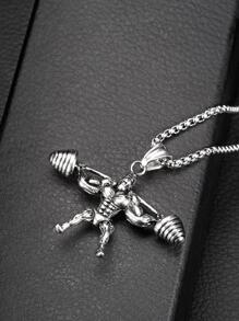 Collar con colgante de figura de aleación de zinc a la moda para hombre para decoración diaria para una apariencia elegante regalo para fiesta - Plateado - Ver 3