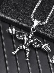 Collar con colgante de figura de aleación de zinc a la moda para hombre para decoración diaria para una apariencia elegante regalo para fiesta - Plateado - Ver 5