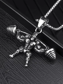 Collar con colgante de figura de aleación de zinc a la moda para hombre para decoración diaria para una apariencia elegante regalo para fiesta - Plateado - Ver 6