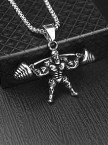 Collar con colgante de figura de aleación de zinc a la moda para hombre para decoración diaria para una apariencia elegante regalo para fiesta - Plateado - Ver 2