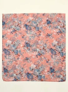 Batik Floral Printed Long Scarf Headband With Flowers - Multicolor - View 3