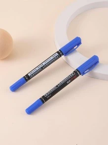 2入組字母圖案馬克筆簡約風多用途馬克筆適用於學校學生 - 藍色 - 查看 5
