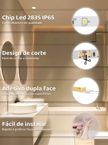 Fita Led Rolo 5m 3528 Branco Quente Dupla Face IP65 A Prova D'agua + Fonte de 2A - Amarelo - Visão 5