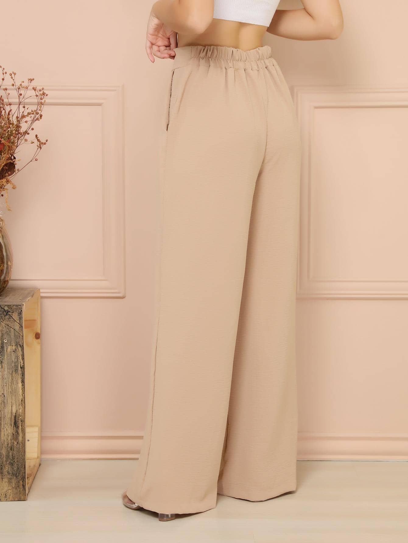 Women Pants - 卡其色 - 查看 4