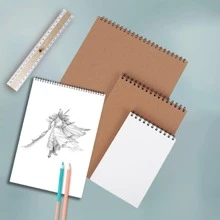 1入組牛皮紙套螺旋水彩簡約風繪圖筆記本適用於學生