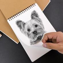 1入組牛皮紙套螺旋水彩簡約風繪圖筆記本適用於學生