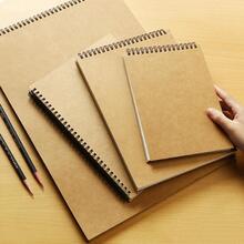 1入組牛皮紙套螺旋水彩簡約風繪圖筆記本適用於學生