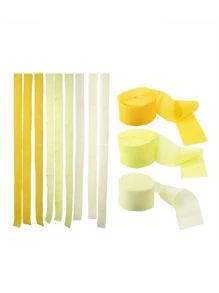 3 rollos Papel crepe Serpentinas fiesta Serpentinas con fleco Serpentina papel para de cumpleaños - Amarillo - Ver 1