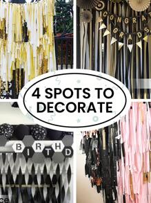 3 rollos Papel crepe Serpentinas fiesta Serpentinas con fleco Serpentina papel para de cumpleaños - Amarillo - Ver 4