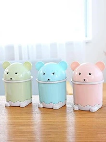 1 pieza Cubo de basura con diseño de dibujos animados - Verde - Ver 3