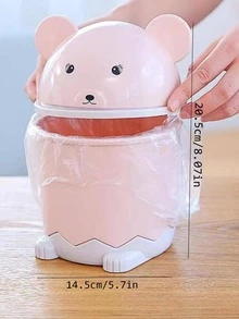 1 pieza Cubo de basura con diseño de dibujos animados - Verde - Ver 4