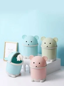 1 pieza Cubo de basura con diseño de dibujos animados - Verde - Ver 2