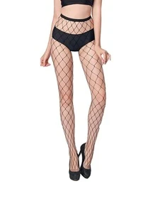 Women's Sexy Black Stockings Fishnet Pantyhose Garter Belt - nero - Visualizzare 1