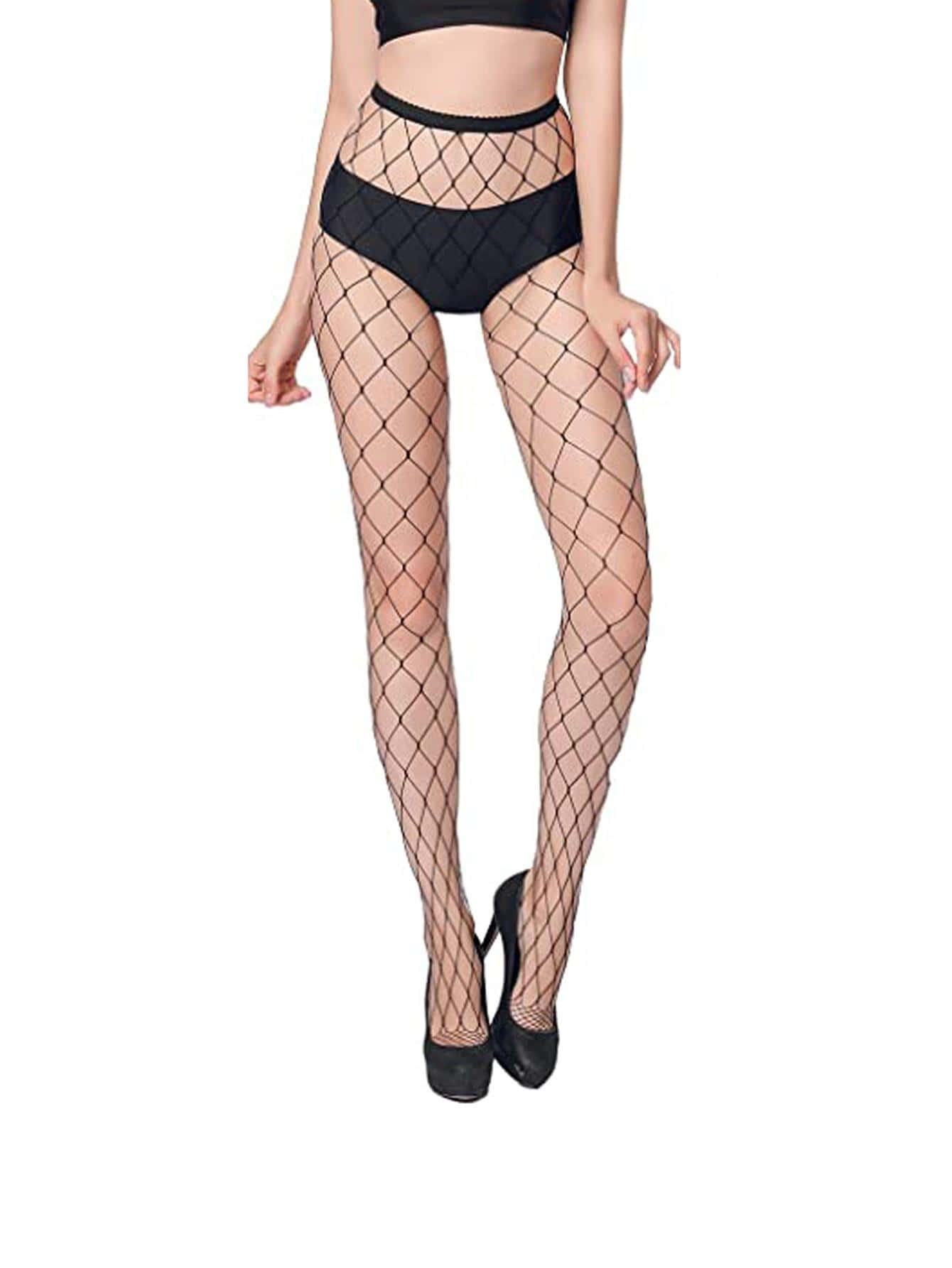 Women's Sexy Black Stockings Fishnet Pantyhose Garter Belt - nero - Visualizzare 1